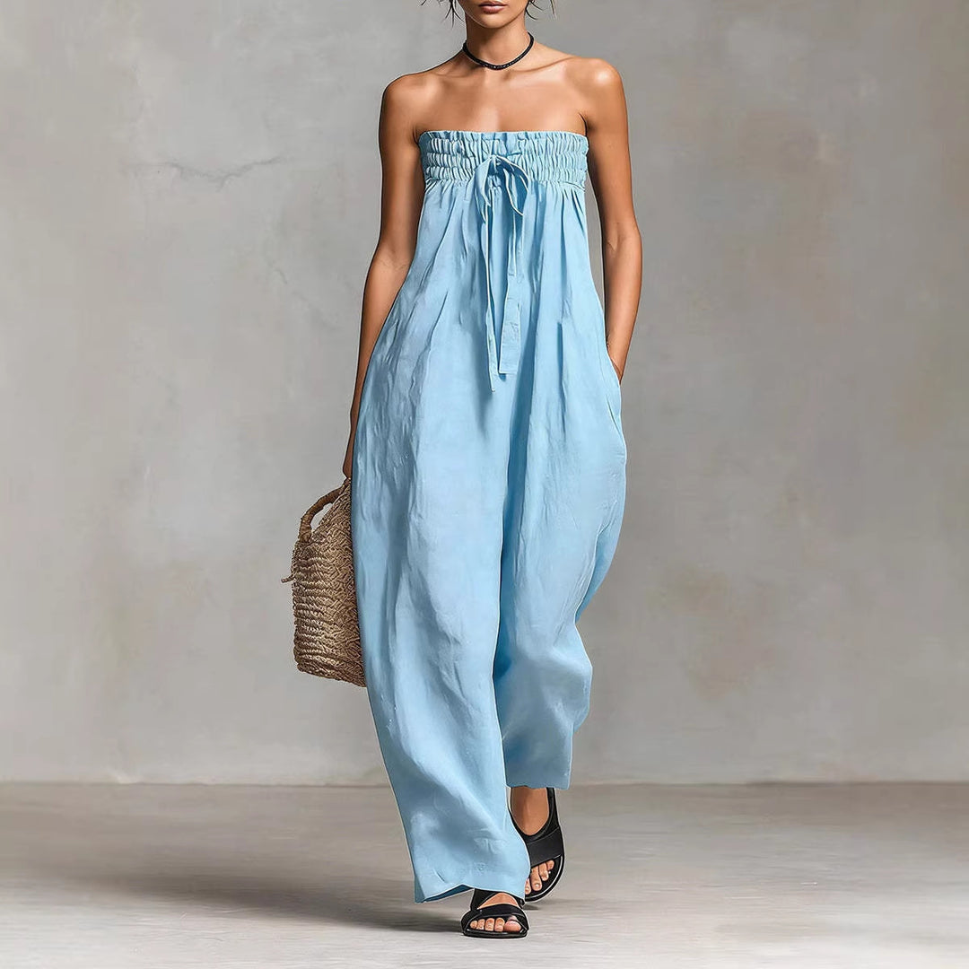 Women's Casual Jumpsuit with Elastic Top and Wide Leg Lune London
