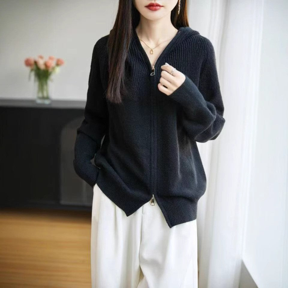 Cardigan à capuche pour femmes avec fermeture éclair Chic & Stil