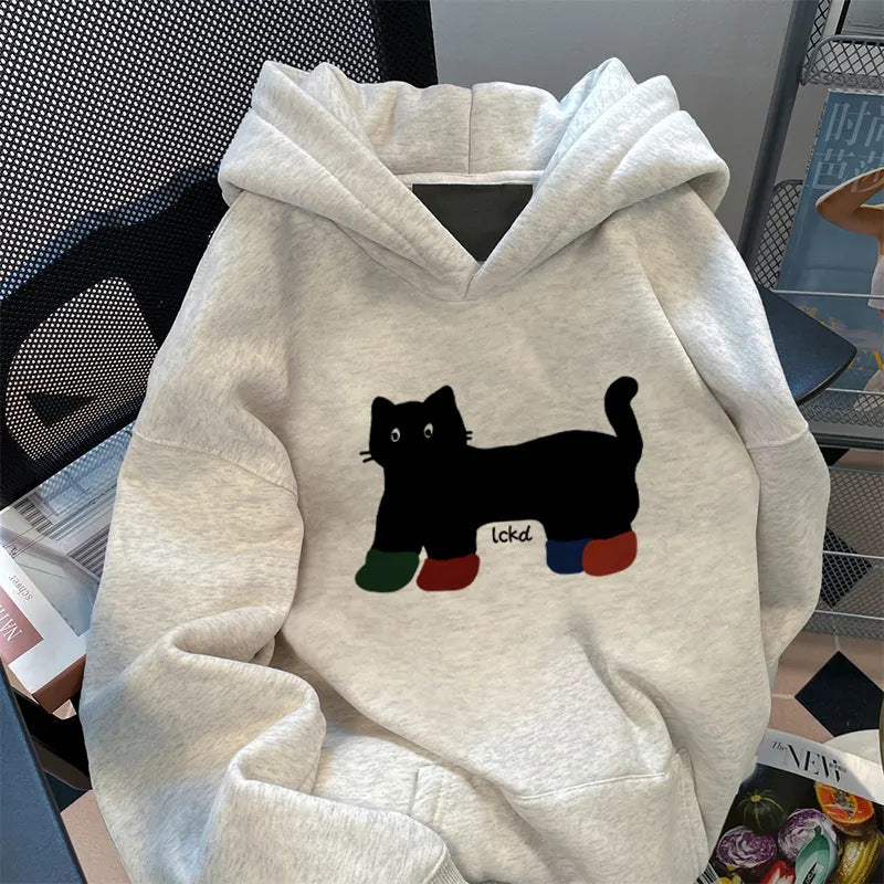 Sweat à capuche pour femmes avec coupe décontractée et design créatif de chat Chic & Stil