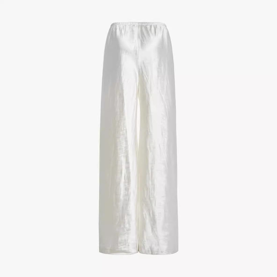 Pantalons élégants et fluides pour femmes à taille haute en satin de haute qualité Chic & Stil