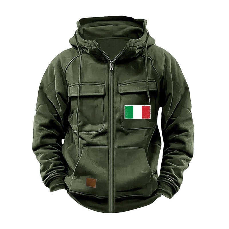 Trendy hooded jacket for men with practical pockets and adjustable collar Lune London