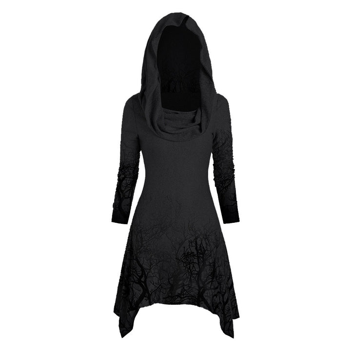 Hooded dress for women with graphic tree design Lune London