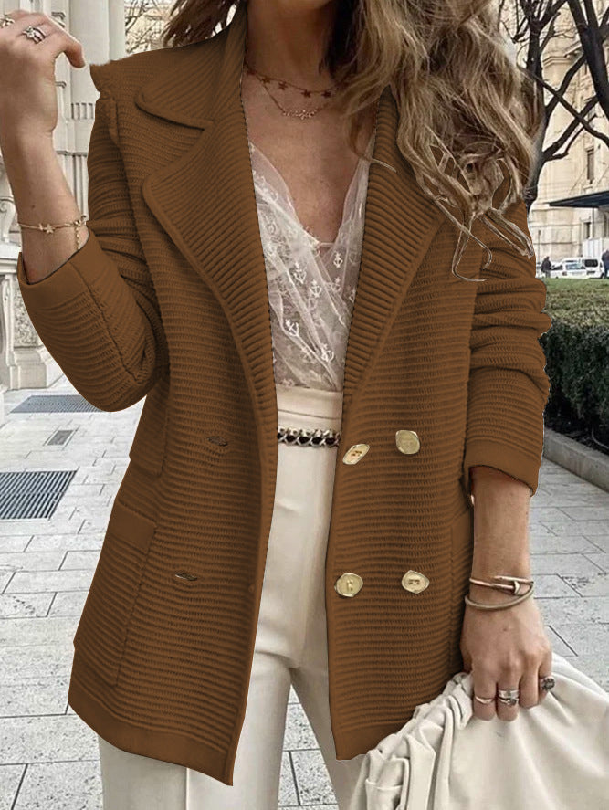 Wool blazer for women with double-breasted buttons and structured design Lune London