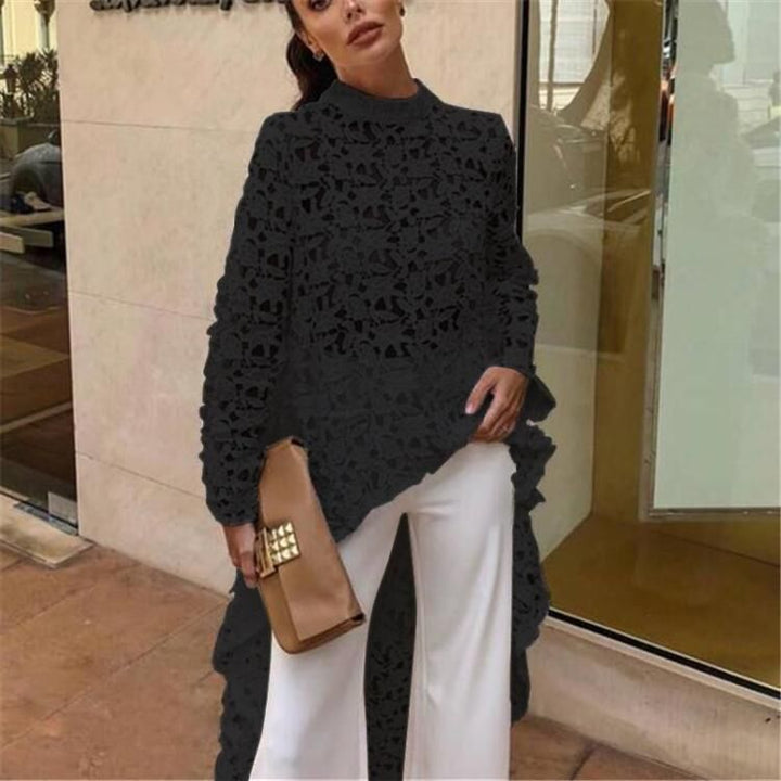 Lace top for women with asymmetric hem Lune London