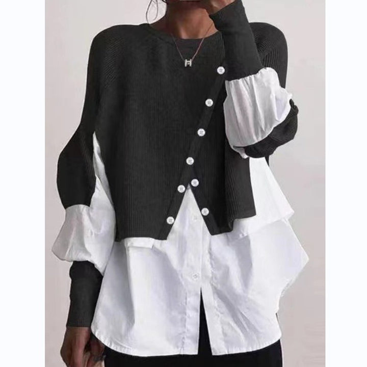 Pull féminin en couches avec col à la mode Chic & Stil