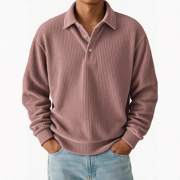 Men's polo with ribbed texture and classic collar Lune London