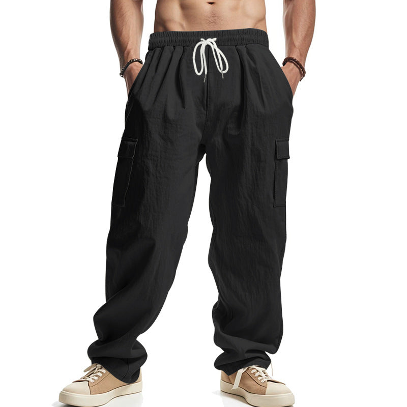Casual cargo pants for men with practical side pockets and adjustable drawstring Lune London