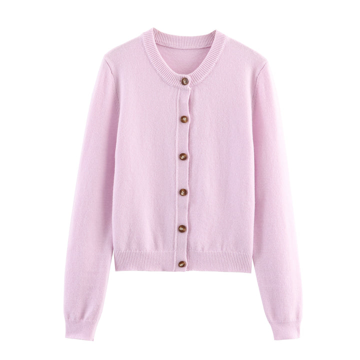 Womens knit jacket with button closure and fine woven structure Lune London