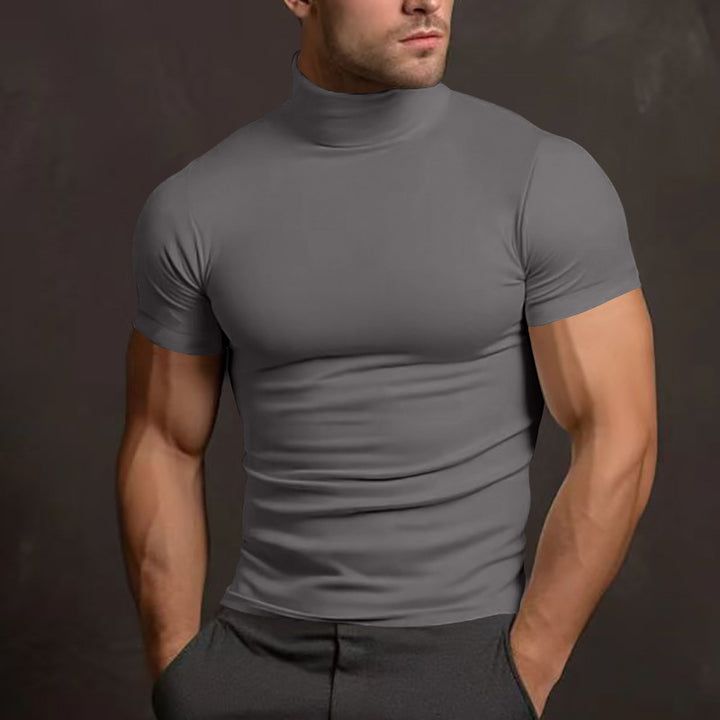 Fitted men's T-shirt with short high collar and highly stretchable material Lune London