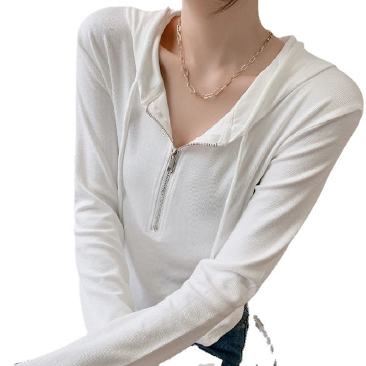 Women's casual hooded shirt with zipper Chic & Stil