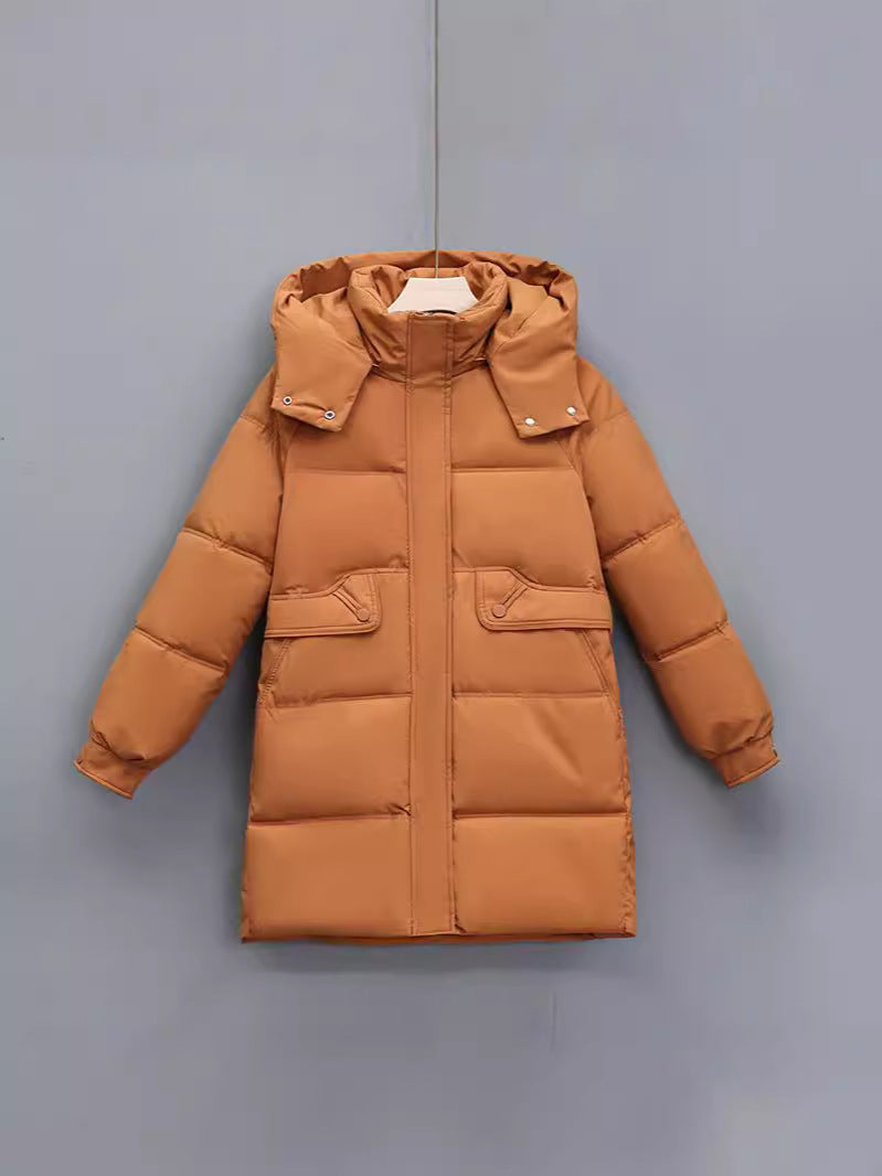 Ladies Long Winter Coat with Removable Hood and Practical Pockets Lune London