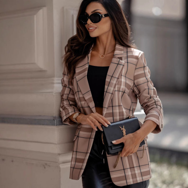 Checkered blazer for women with modern details and a fitted cut Lune London