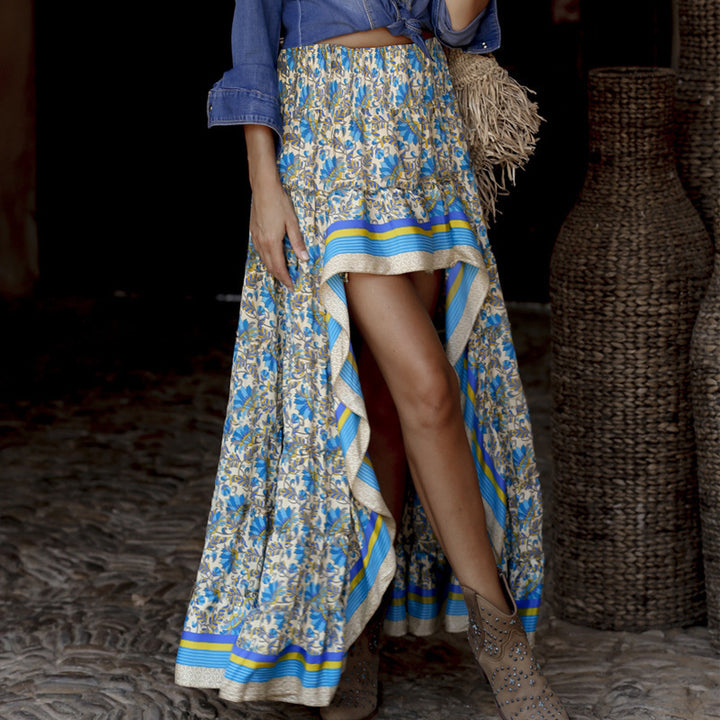 Ladies Chic and Stylish Smocked Floral Maxi Skirt