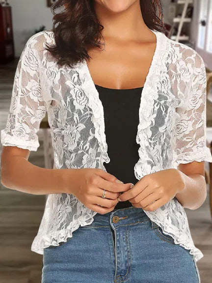 Women Flowers Lace Cardigan Lune London