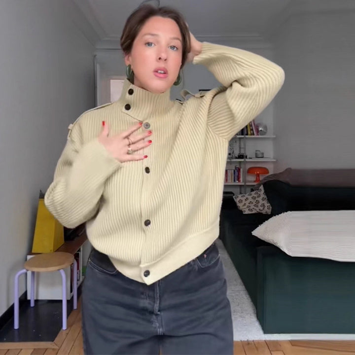 Cardigan oversize pour femmes avec col montant Chic & Stil