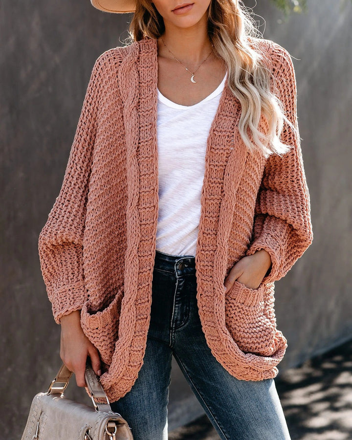 Chunky knit cardigan for women with casual pockets and trendy cut Lune London