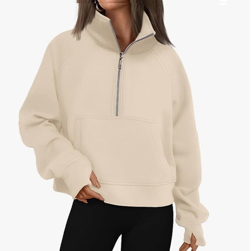 Women's sweater with high collar and zipper Lune London