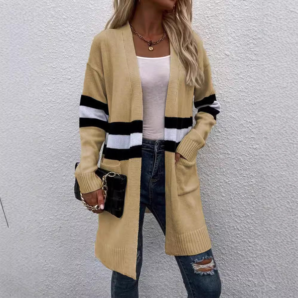 Knit jacket for women with modern stripes Chic und Stil