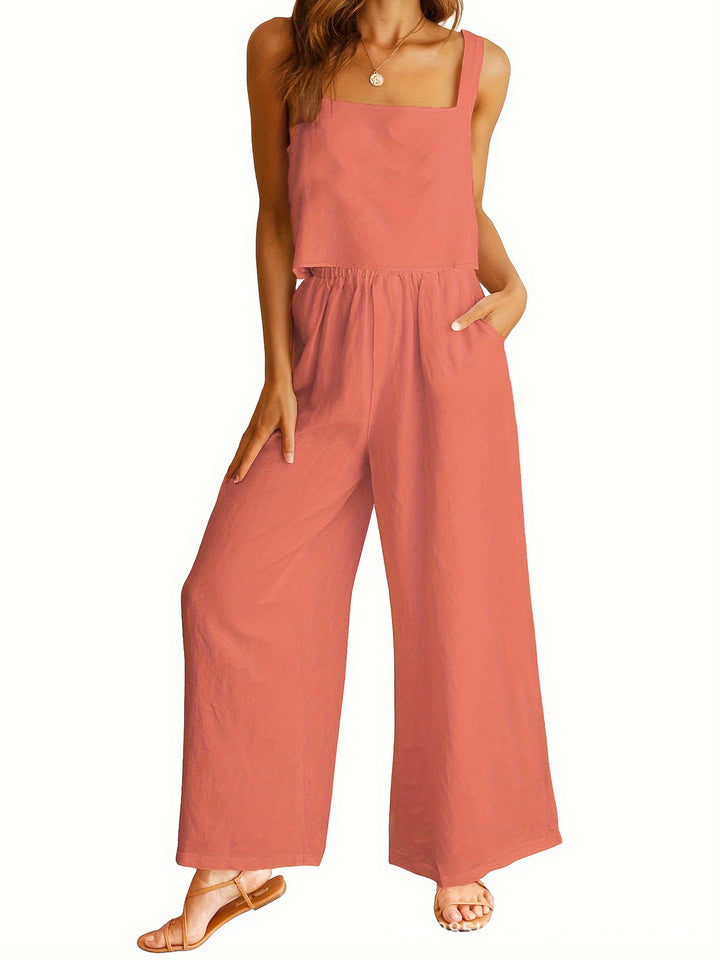 Casual women's jumpsuit with wide leg and practical pockets Lune London