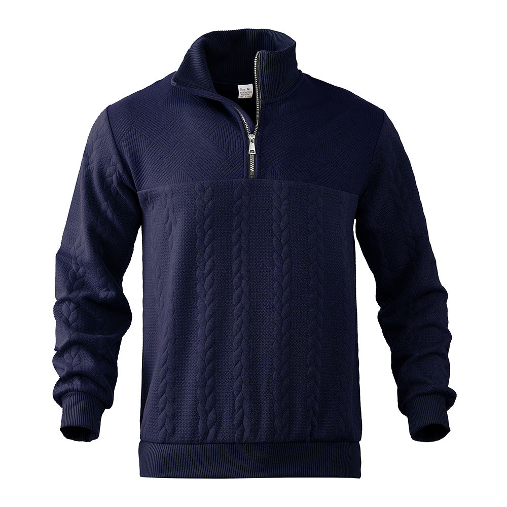Fleece sweater for men with high collar and textured design Lune London