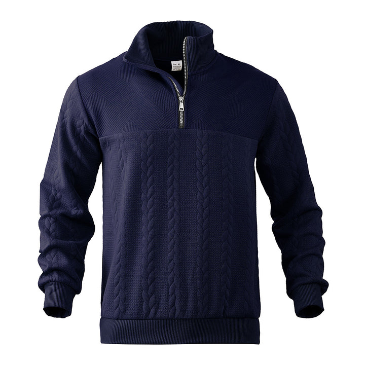 Fleece sweater for men with high collar and textured design Lune London