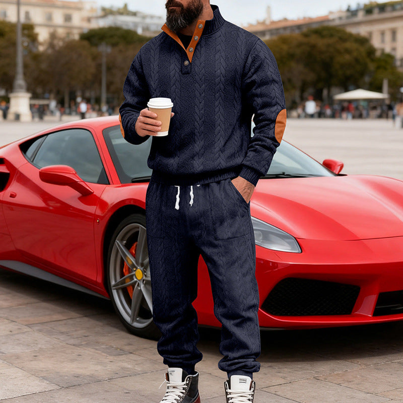 Men's knit jogging suit with a trendy collar and practical pockets Lune London