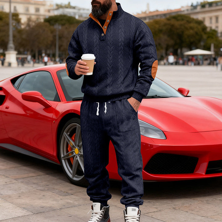 Men's knit jogging suit with a trendy collar and practical pockets Lune London