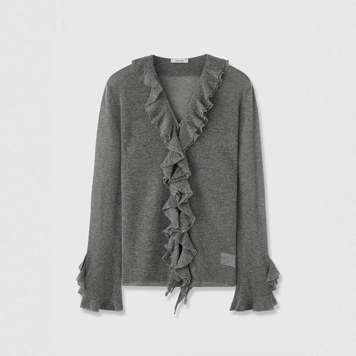 Pull tricoté pour femmes avec décoration en volants Chic & Stil