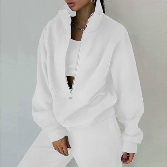 Pull en polaire doux pour dames avec col haut et fermeture éclair Chic & Stil