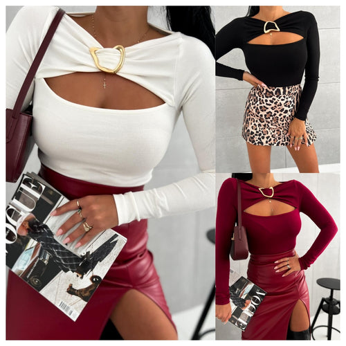 Long sleeve blouse for women with cut-out details Lune London