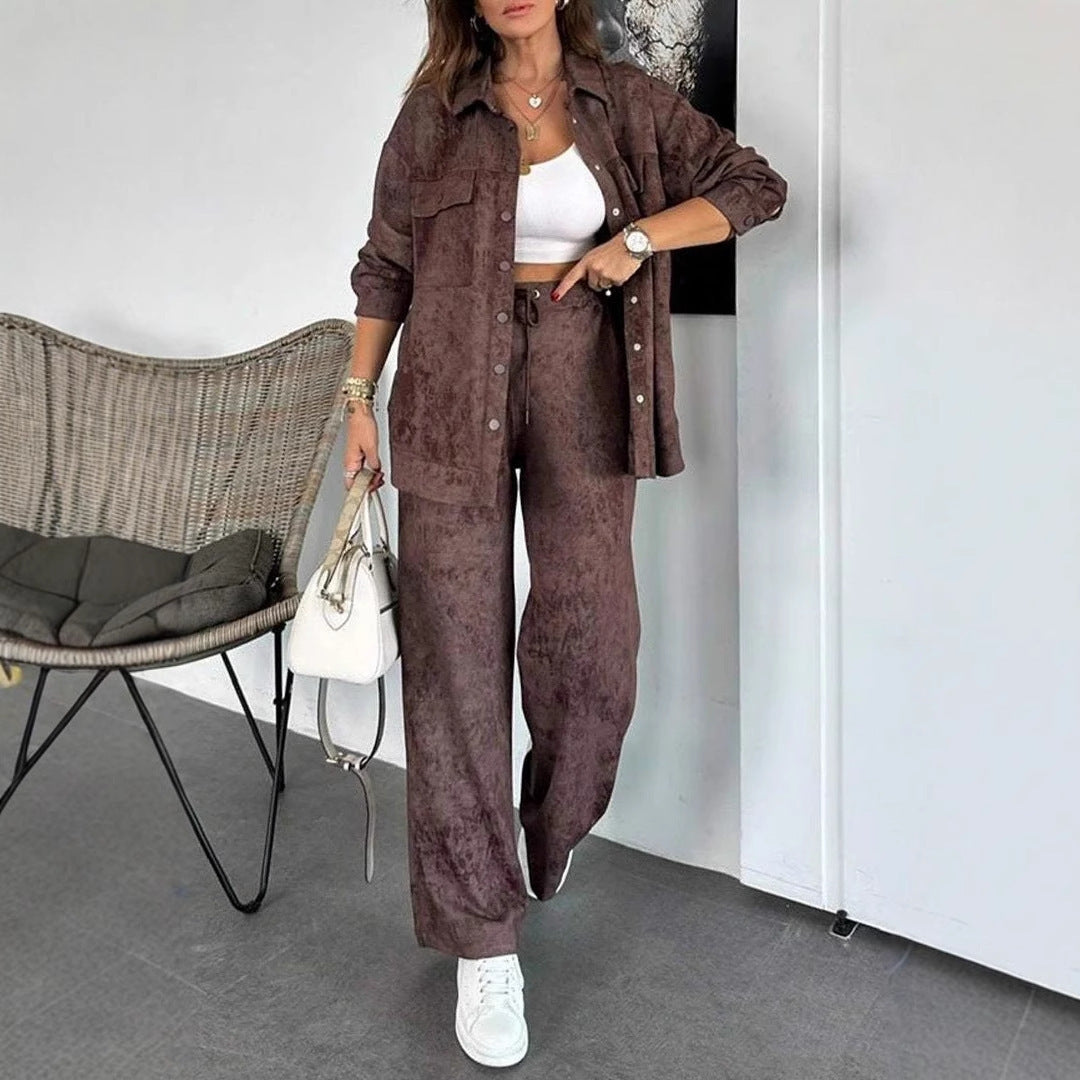 Casual blouse and pant set for women in soft material with special textures Lune London