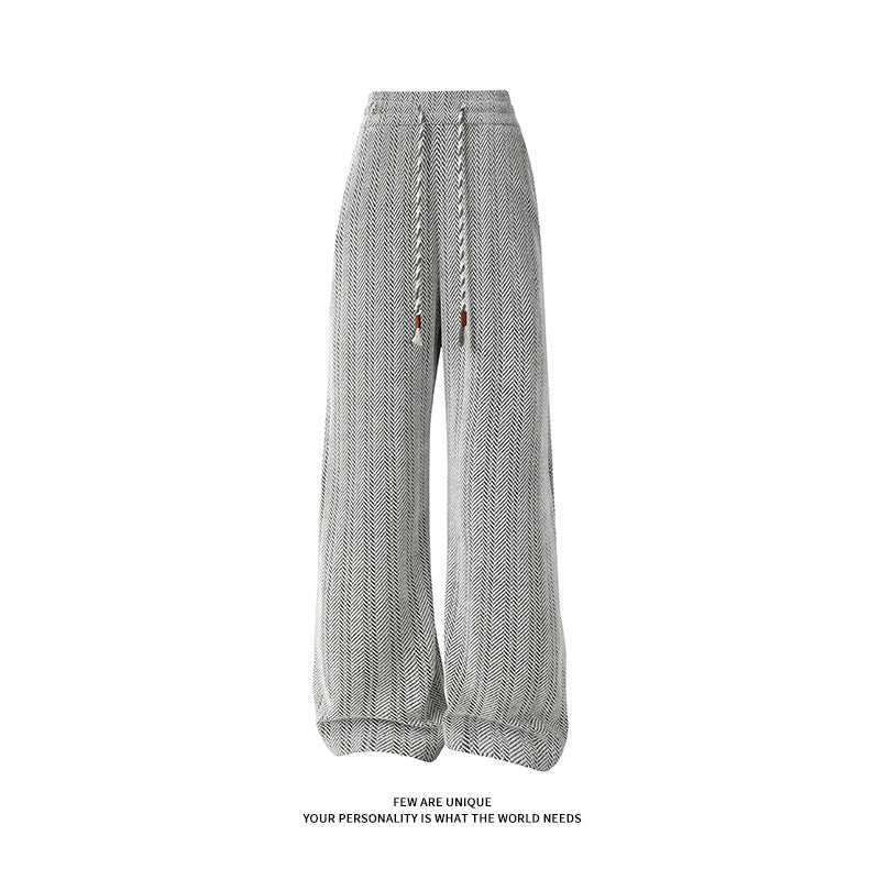 Wide harem pants for women with elastic waistband and trendy zigzag pattern Lune London