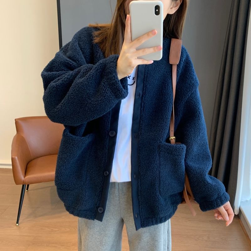 Veste femme fluffy oversized avec grandes poches