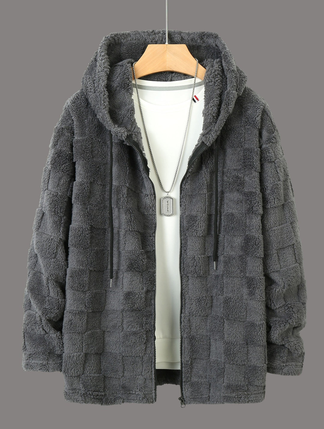 Man Fleece jacket with hood and pockets Lune London