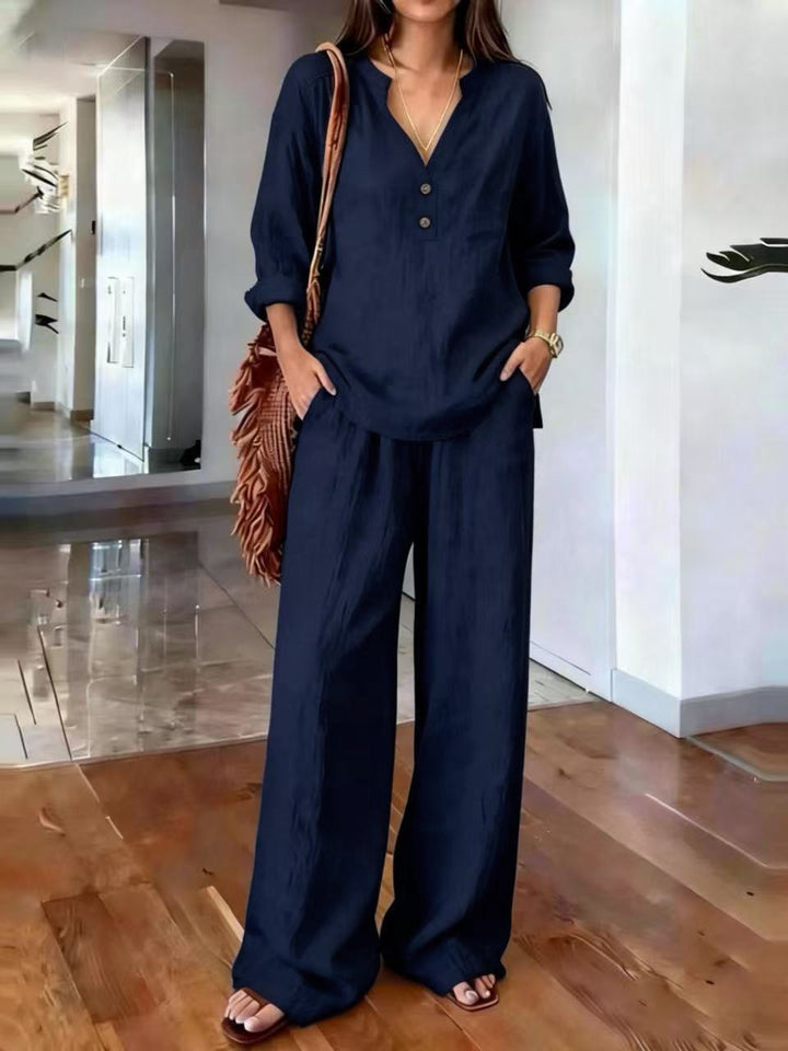 Casual set for women with structured top and wide pants Lune London