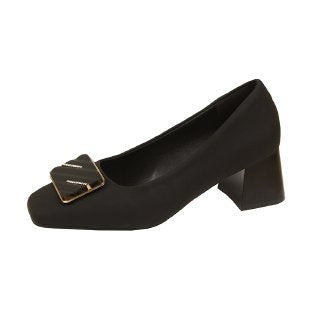 Elegant ladies square toe pumps with trendy buckle Lune London
