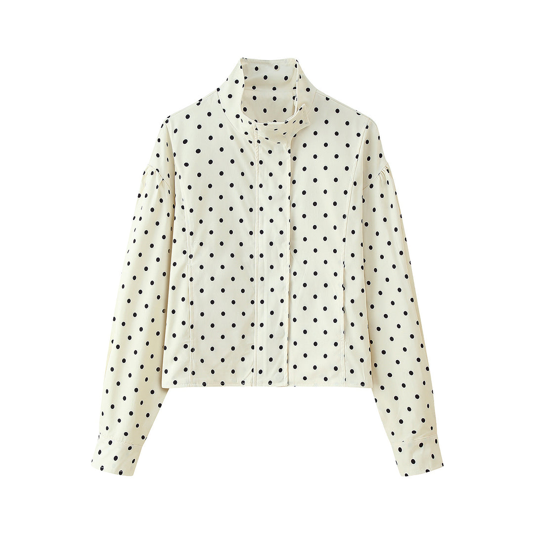 Short women's jacket with a modern polka dot design and high collar Lune London