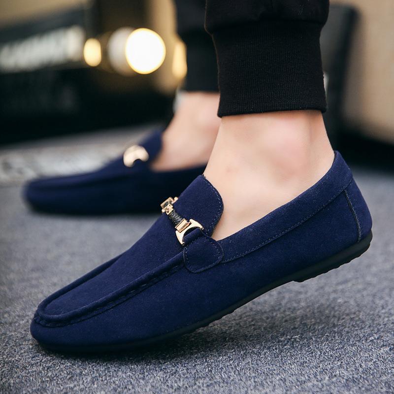 Women elegant suede loafers with golden accents Lune London