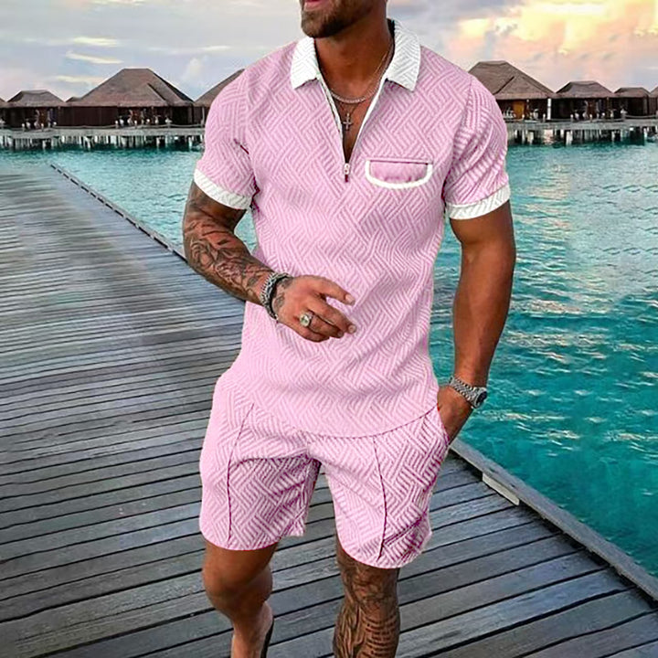 Short sleeve polo set with pattern for men and shorts Lune London
