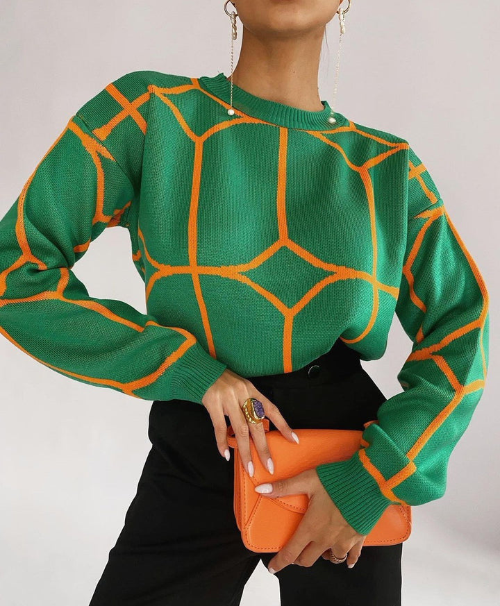 Trendy knit sweater for women with graphic pattern and relaxed fit Lune London