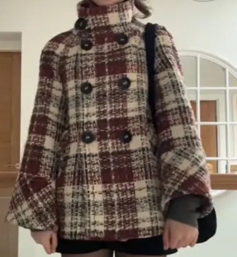 Ladies wrap jacket with checkered pattern Lune London