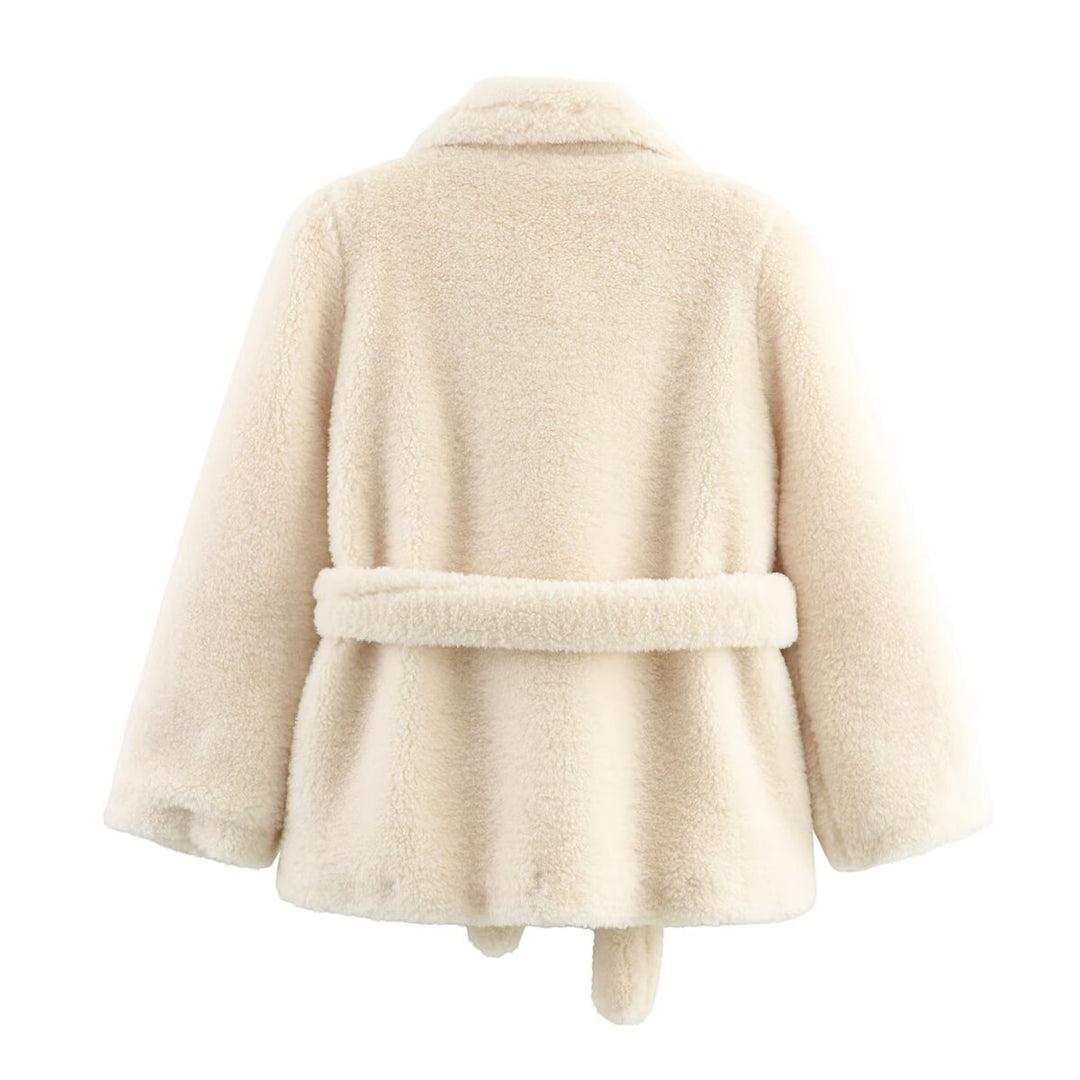Teddy fur coat for women with belt and soft lining Lune London