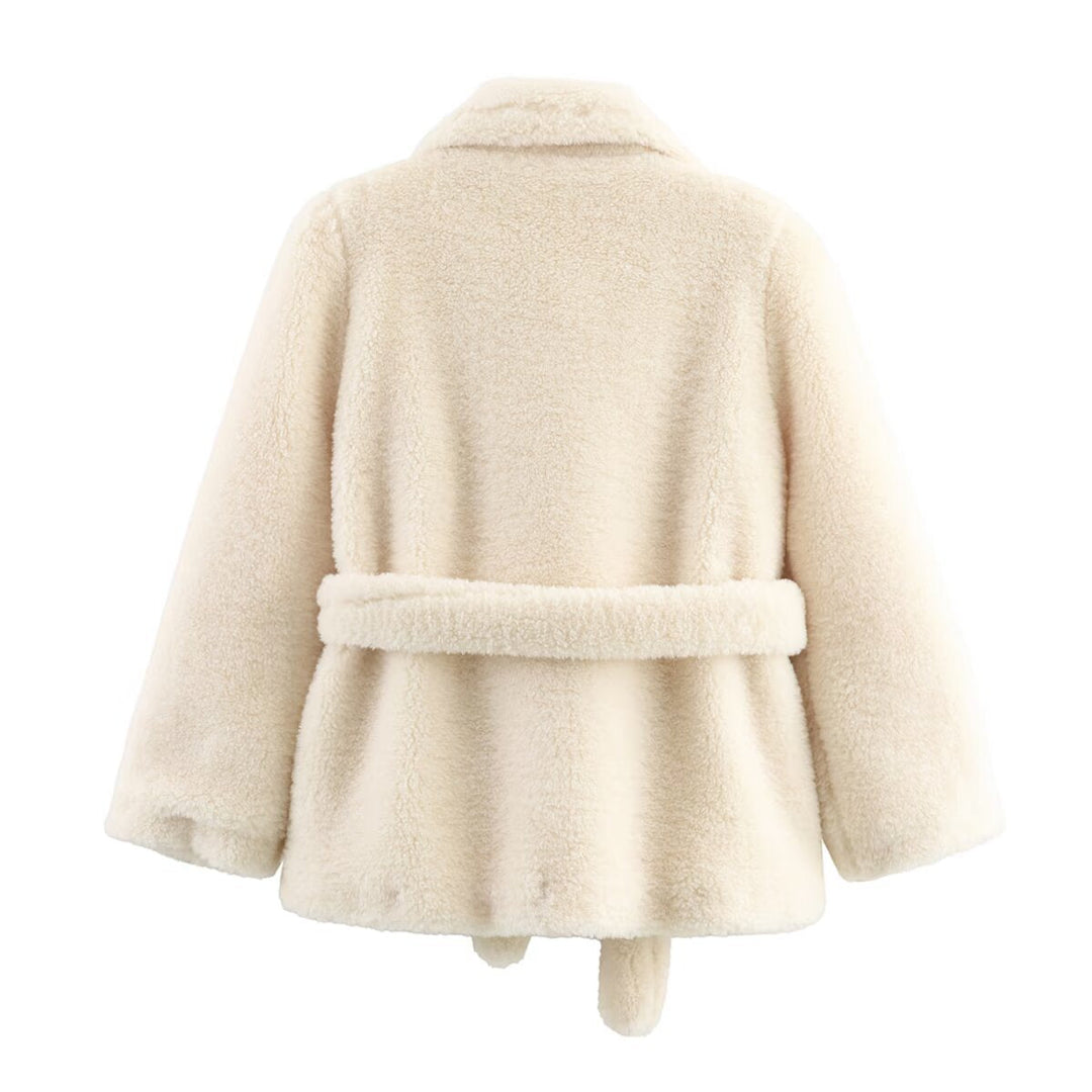 Women's Teddy Fur Jacket with Belt and Soft Lining Lune London