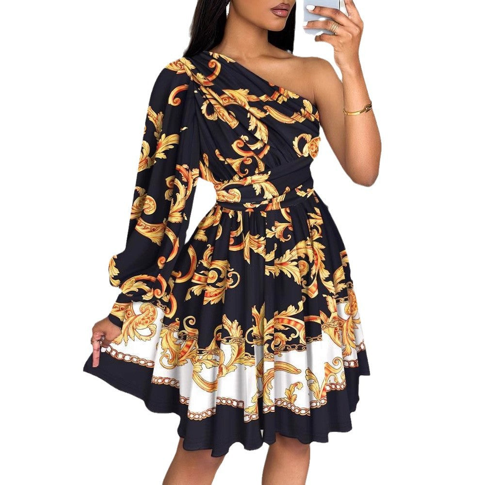 Asymmetrical maxi dress for women with a delicate floral pattern Lune London