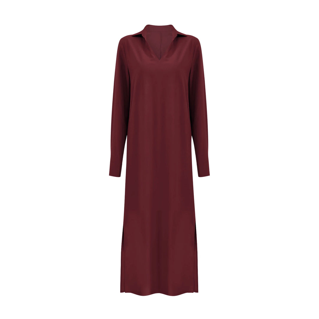 Maxi dress for women with a practical V-neckline and pockets Lune London