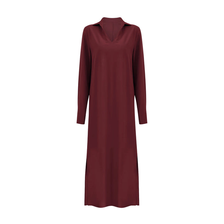 Maxi dress for women with a practical V-neckline and pockets Lune London