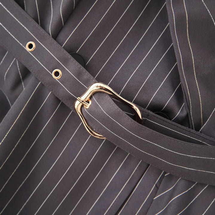 Striped blazers jacket for women with a defined waist and an elegant belt Lune London