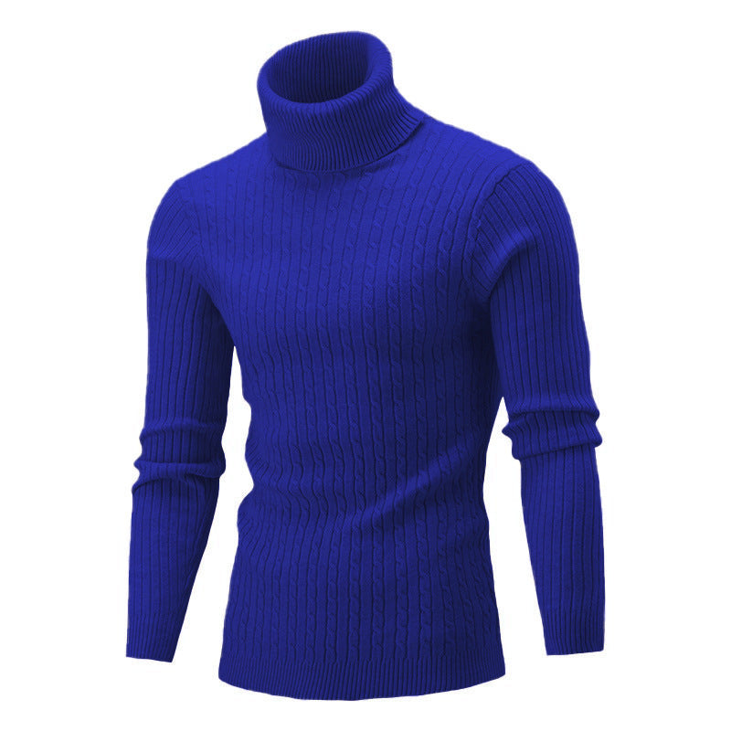 Men's Elegant Knit Sweater with High Collar and Fine Cable Pattern Lune London