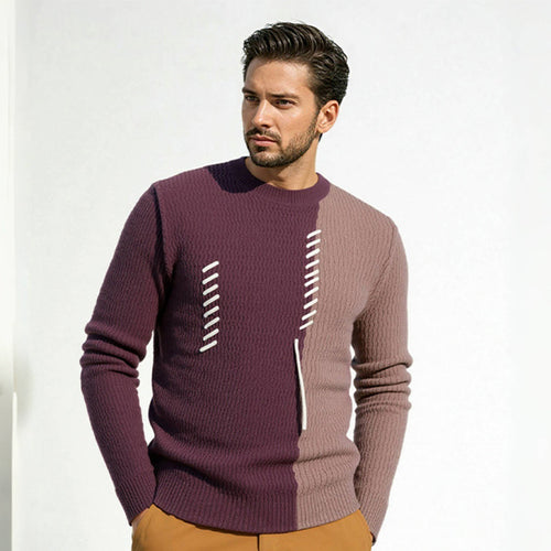 Men's knit sweater with modern structured design and contrasting patterns Lune London