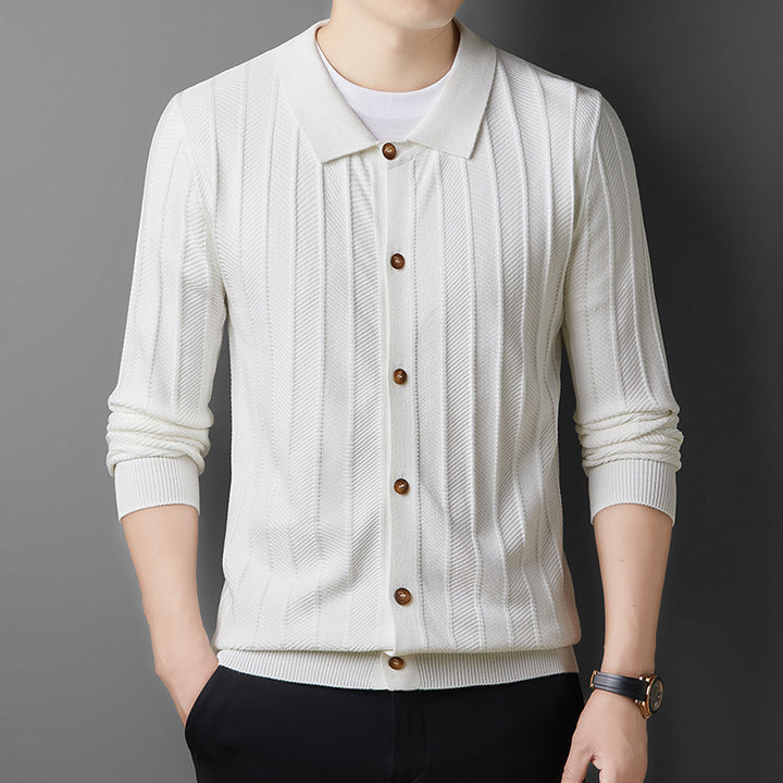 Men's knitted jacket with structured pattern and elegant buttons Lune London